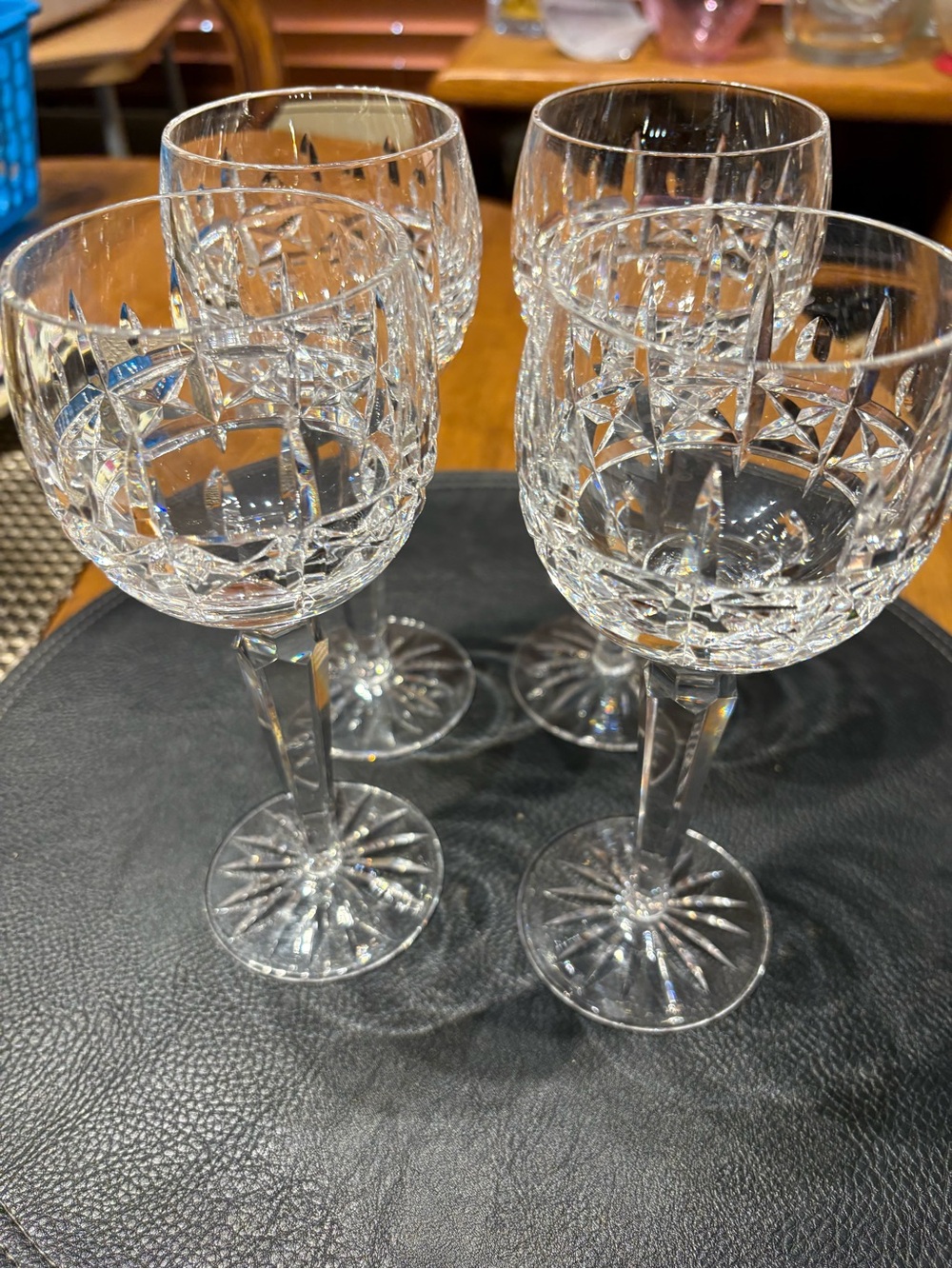 Waterford Lismore crystal set of 4 glasses. Like new. 6 oz. 7.5 “ tall signed